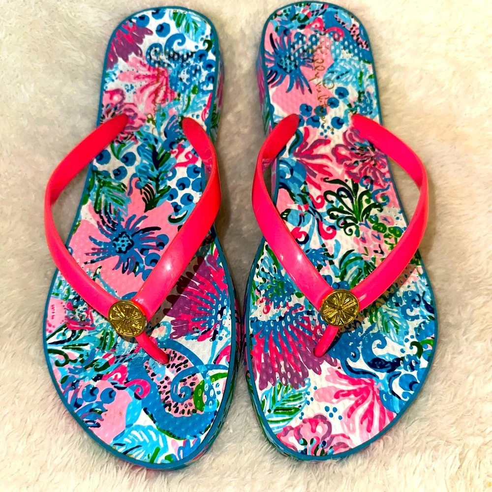 Lilly Pulitzer Pink and Blue Sandals - Picture 1 of 5